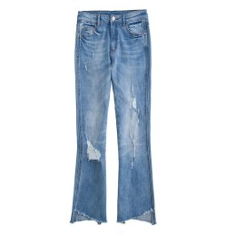 JS005 homemade women's jeans style made of irregular raw jeans style custom-made jeans style jeans garment factory JS005 homemade women's jeans style made of irregular raw jeans style custom-made jeans style jeans garment factory